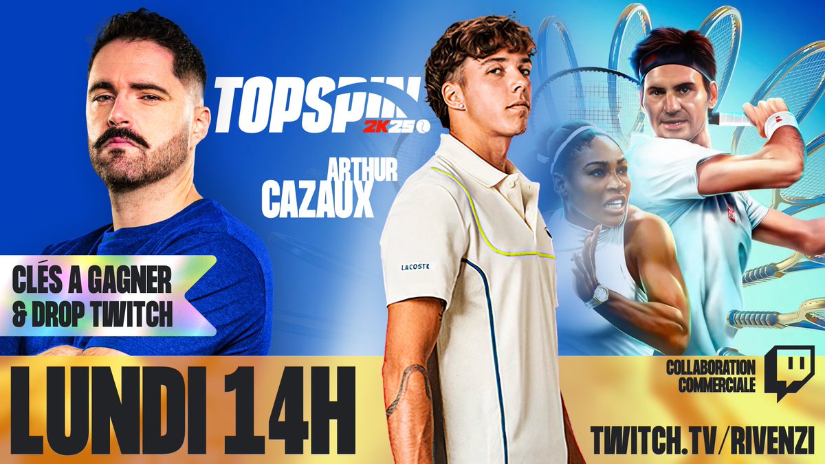 Demain on découvre Top Spin 2k25 avec <a href="/ArthurCazauxOff/">Arthur Cazaux</a> ! 🎾

Il va tâter de mon revers une main, WWWWWAAAAAHEEIINNNN ! (Ma seule chance de lui mettre un point)
#publicite