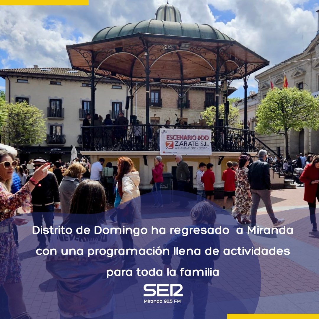 🎉Distrito de Domingo a vuelto a Miranda de Ebro a las 11:30 h en la Plaza de España: Mercado de artesanía, juegos, talleres de belleza y musica en vivo #DistritoDeDomingo2024 🎨🎶🍴