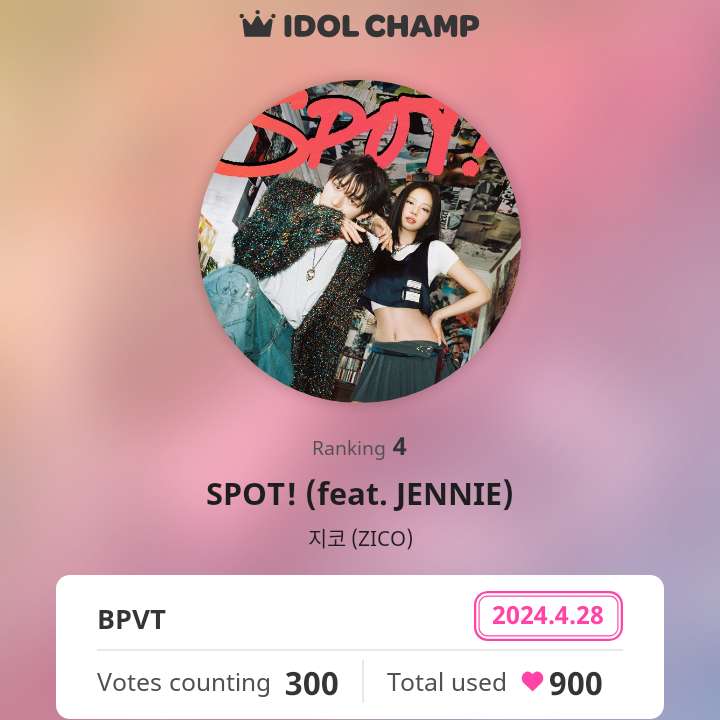 📢 Show Champion: Idol Champ Mass Voting has started BLINKS! Drop your votes now! #JENNIE #SPOT #BLACKPINK @BLACKPINK Vote 🔽🔽 rb.gy/fz5ym8