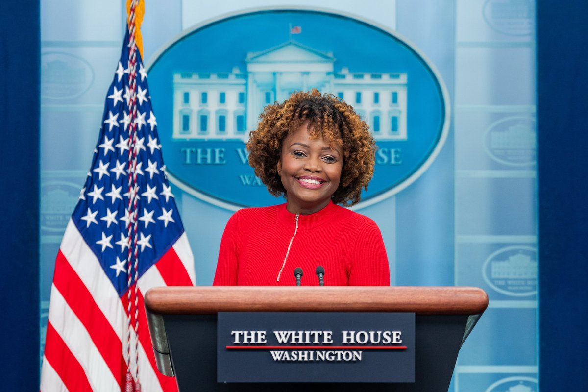 Simon Ateba (@simonateba) on Twitter photo Good morning, everyone! As the White House begins to pressure 49-year-old <a href="/PressSec/">Karoline Leavitt</a> Karine Jean-Pierre to step down rather than fire her, what one word summarizes what you've learned from her one and a half years as Biden's Press Secretary? Good morning, everyone! As the White House begins to pressure 49-year-old <a href="/PressSec/">Karoline Leavitt</a> Karine Jean-Pierre to step down rather than fire her, what one word summarizes what you've learned from her one and a half years as Biden's Press Secretary?