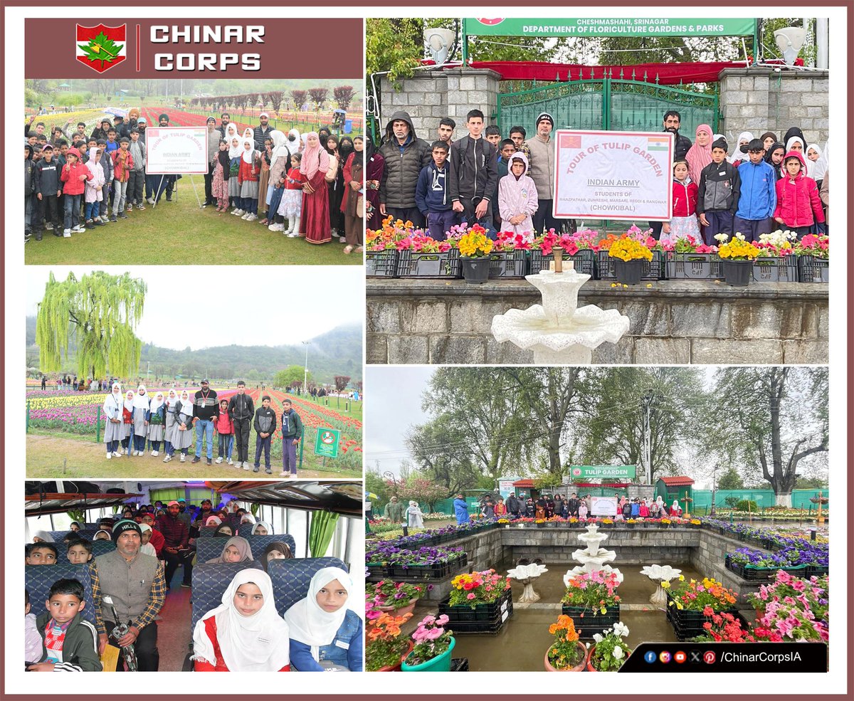 'Not all classrooms have four walls'

#ChinarWarriors organised a special visit for students from remote border villages of #Kupwara to the #TulipGarden in Srinagar.#progressingJK#NashaMuktJK #VeeronKiBhoomi #BadltaJK #Agnipath #Agniveer #Agnipathscheme #earthquake