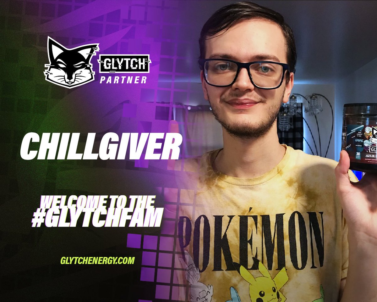 🚨New Partner🚨 Please help welcome the newest addition to the #GLTYCHFam @ChillGiver_ 🎉 With his unique style and engaging content, he is sure to bring a fresh perspective to the community! Fuel your gaming session with code CHILL saving you 20%!💥 GLYTCHEnergy.com