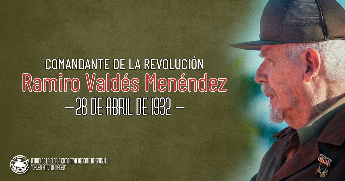 Comandante Ramiro Valdés Menéndez, dijo: "cuando se ha cumplido bien la obra de la vida, la muerte no existe porque se trasciende. Mientras haya vigencia del pensamiento y de la acción y del rastro que los revolucionarios dejan, no se muere"
⭐️Felicidades Comandante ⭐️
<a href="/MinfarC/">Minfar_Cuba</a>