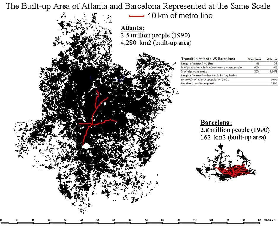 You can see how dysfunctional many U.S. cities are just by mapping building footprints and sprawl.