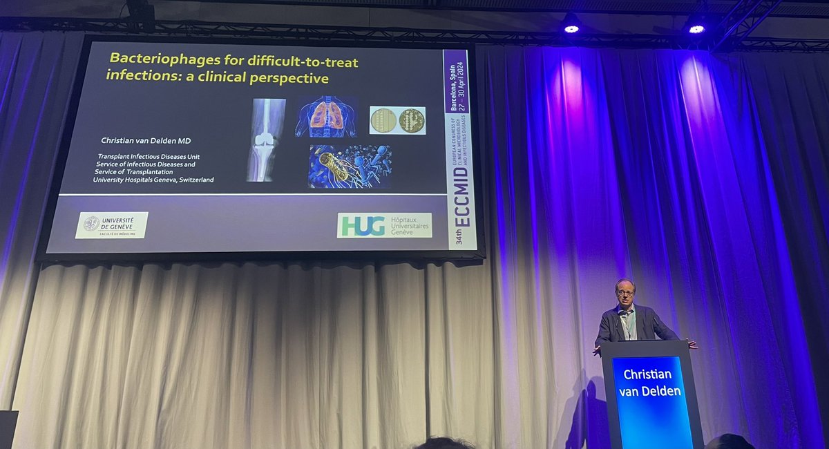 Holly Sinclair (@hollyasinclair) on Twitter photo Christian van Delden taking us through previous 4 clinical trials (3 failed due to non-personalised approach) and the Geneva experience treating patients with Phages #ESCMIDGlobal2024 <a href="/PhageRounds/">Global Clinical Phage Rounds</a> Christian van Delden taking us through previous 4 clinical trials (3 failed due to non-personalised approach) and the Geneva experience treating patients with Phages #ESCMIDGlobal2024 <a href="/PhageRounds/">Global Clinical Phage Rounds</a>