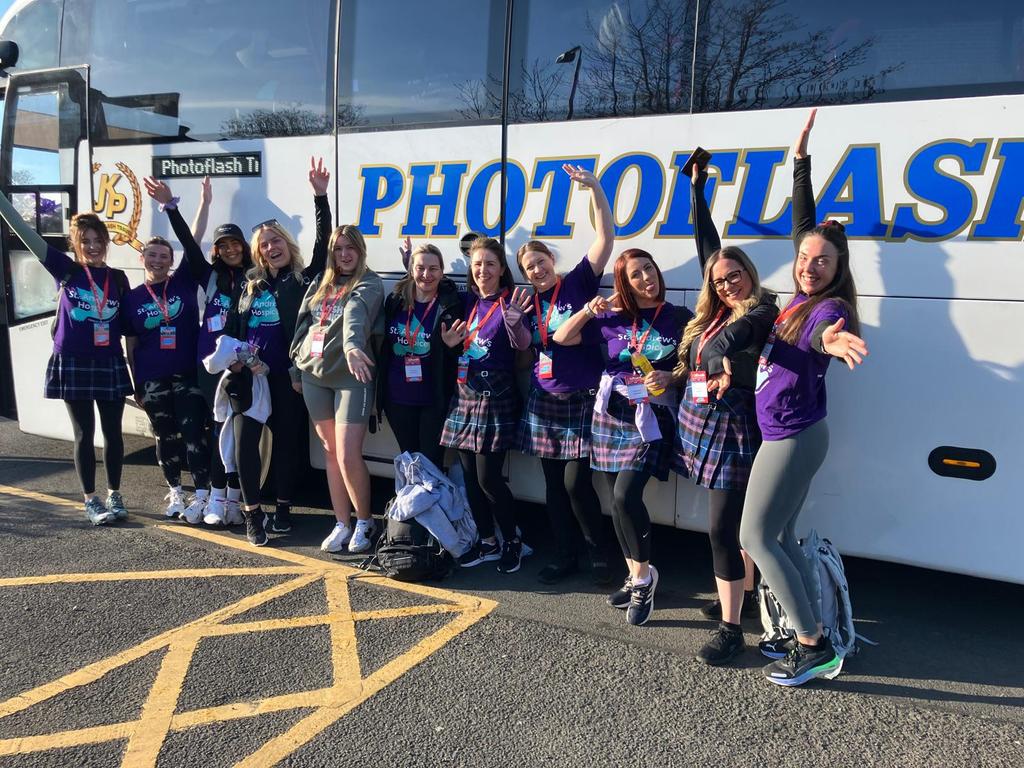 Team ACCU smashing it at today's #kiltwalk raising funds for #standrewshospice 💜🩵