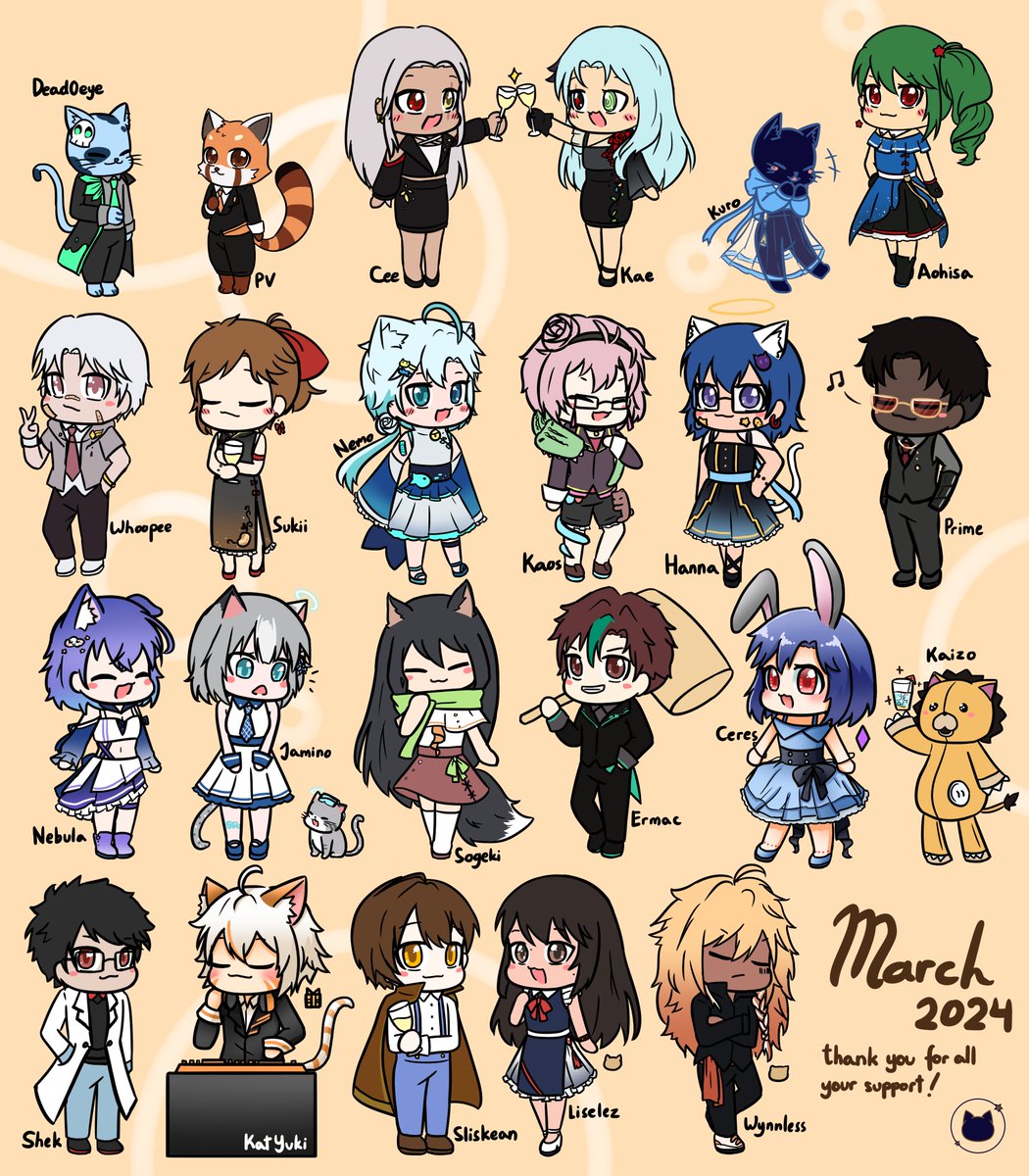 March 2024 Doodle! Thank you for supporting me through commissions, twitch subs &amp; bits!💙