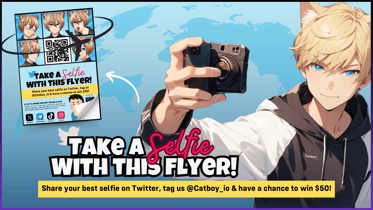 #ContestAlert ! During our #Catboy sticker campaign, we rolled out our flyer contest too! Have you spotted our flyers yet? Snap a selfie, share it on Twitter, and tag us for a chance to win $50! 📸#CatboyWorldWide