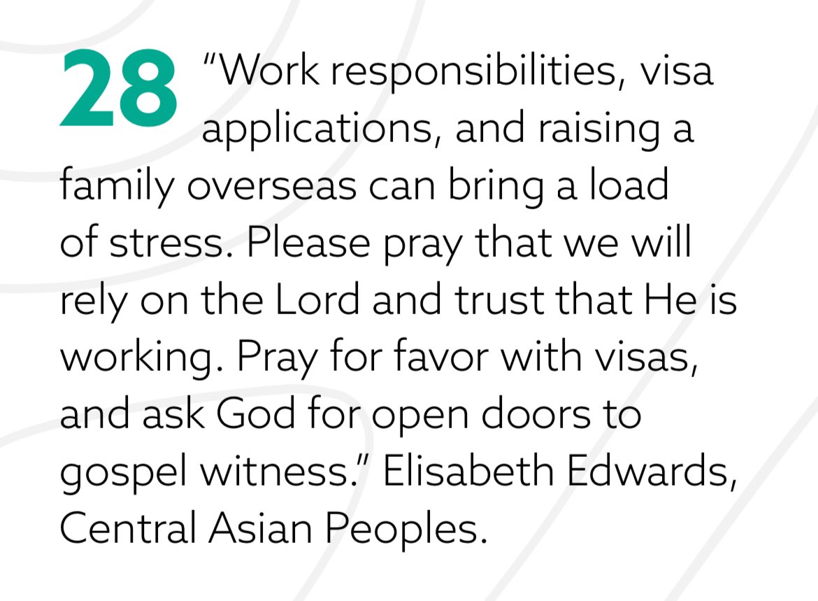 Today’s @IMB_SBC Prayer Point is from Elisabeth Edwards, missionary to Central Asian Peoples. @bartbarber @DrPaulChitwood @SBCExecComm