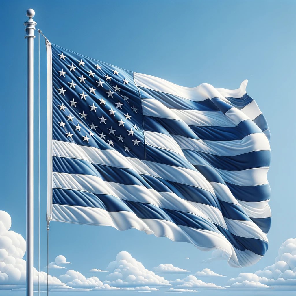 The U.S. Stars and Stripes flag, reimagined in stunning blue and sky white. What do you think? #FlagDay #flag #us #USArmy #America #AmericaFirst #biden #trump #MAGA #AmericanPride 🇺🇸