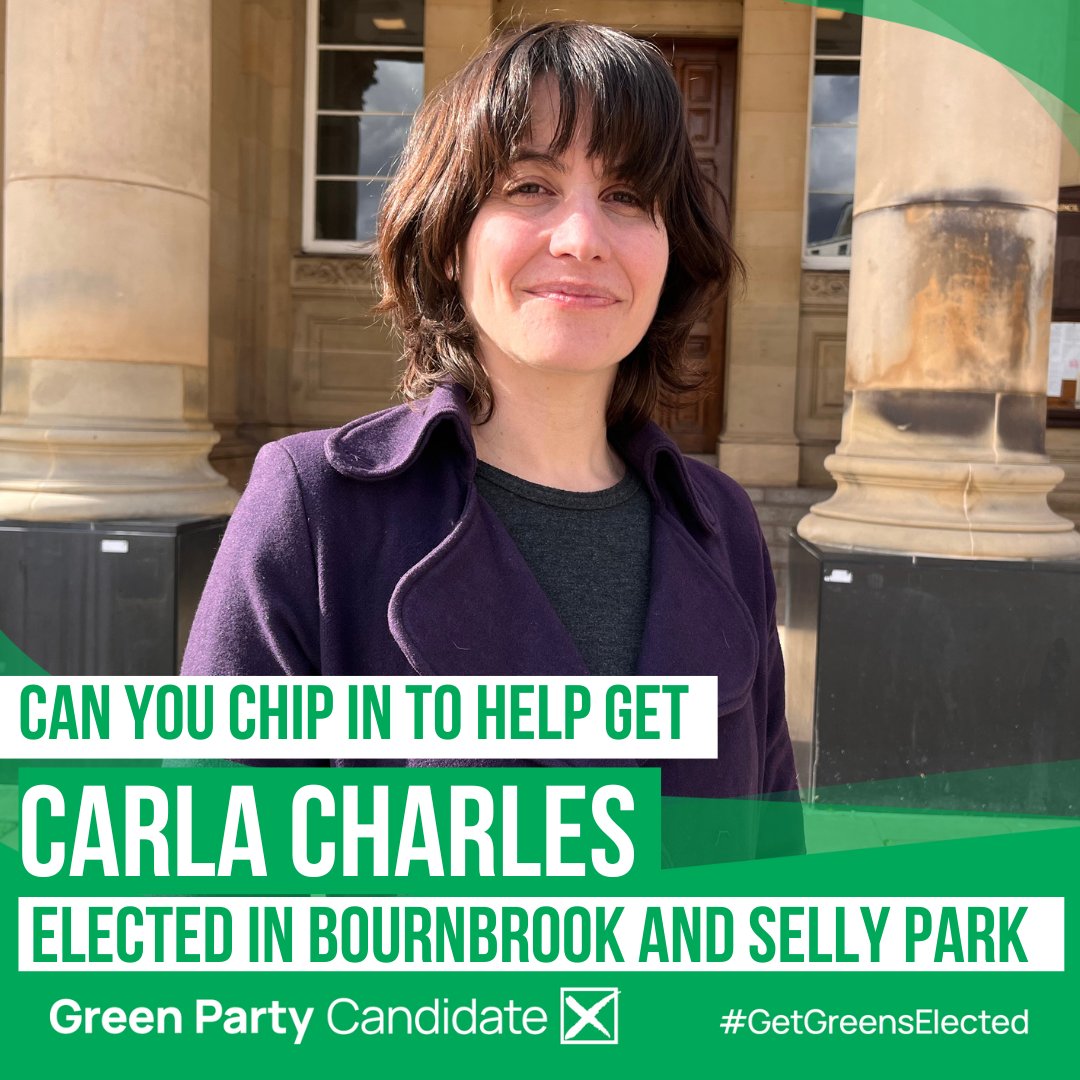 Tomorrow is election day in the Bournbrook and Selly Oak council by-election: if you want to make a difference and get more #GreenPArty councillors elected in #Birmingham, #VoteGreen tomorrow and donate to our crowdfunder today. crowdfunder.co.uk/p/carla-charle…