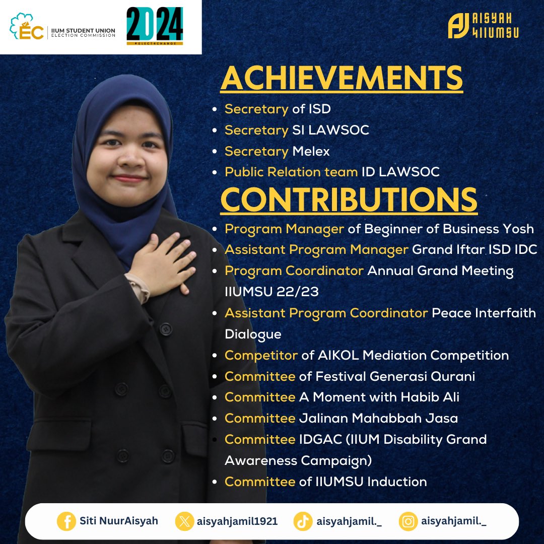 🕌 𝐀𝐈𝐒𝐘𝐀𝐇 𝐉𝐀𝐌𝐈𝐋 𝐅𝐎𝐑 𝐈𝐒𝐃

“𝑺𝑯𝑨𝑷𝑰𝑵𝑮 𝑭𝑼𝑻𝑼𝑹𝑬𝑺: 𝒀𝑶𝑼𝑹 𝑪𝑯𝑶𝑰𝑪𝑬𝑺, 𝑶𝑼𝑹 𝑻𝑶𝑴𝑶𝑹𝑹𝑶𝑾"

🔗 linktr.ee/aisyahjamil06

#𝑰𝑺𝑫𝑶𝒇𝒇𝒊𝒄𝒆
#𝑹𝒐𝒂𝒅𝒕𝒐𝑬𝒍𝒆𝒄𝒕𝒊𝒐𝒏2024
#𝑰𝑰𝑼𝑴𝑺𝑼𝑬𝒍𝒆𝒄𝒕𝒊𝒐𝒏2024
#Elect4Change
