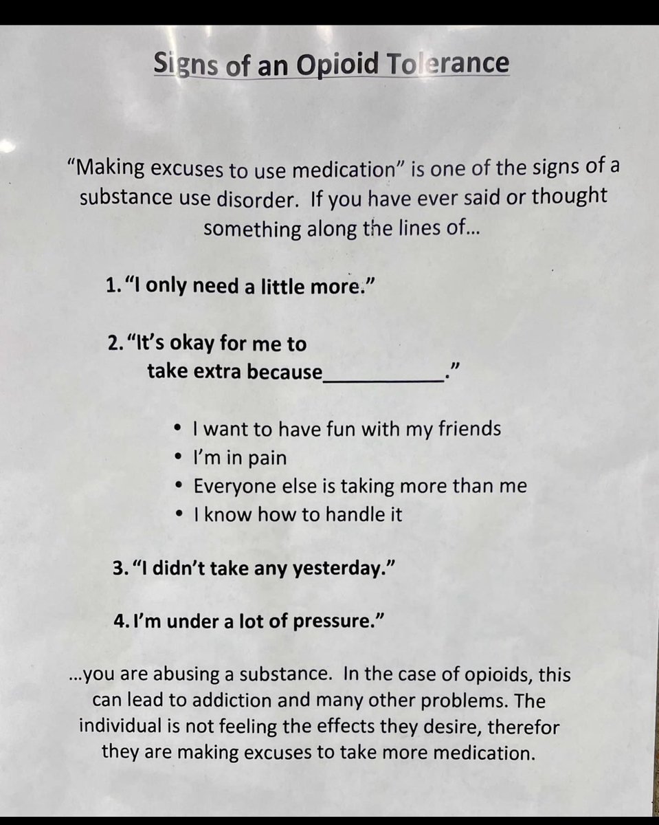 “Signs of an opioid tolerance” If you were to ask for an increase in your anti-depressant/Suboxone, not a problem However, asking for an increase in your pain medication? That’s a different story.