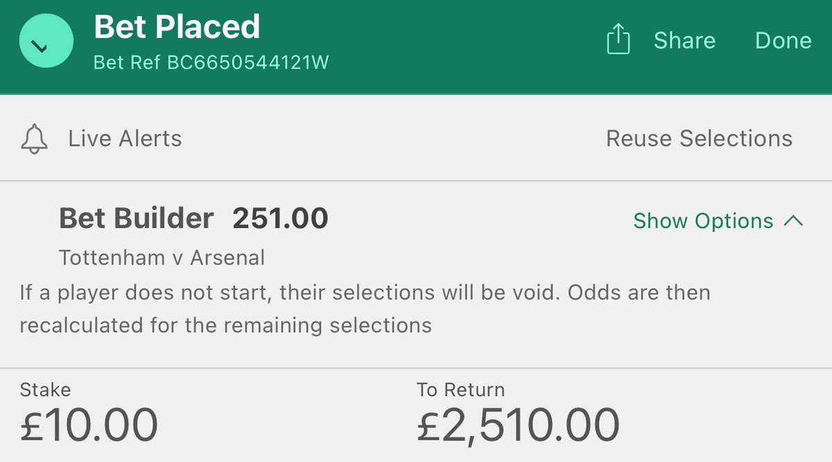 HUGE 250/1 North London Derby betbuilder🔨 Only available in my FREE telegram channel👉 t.me/+ExuebMhtI-pjM… Imagine winning £2.5k off a tenner with me today😍💰