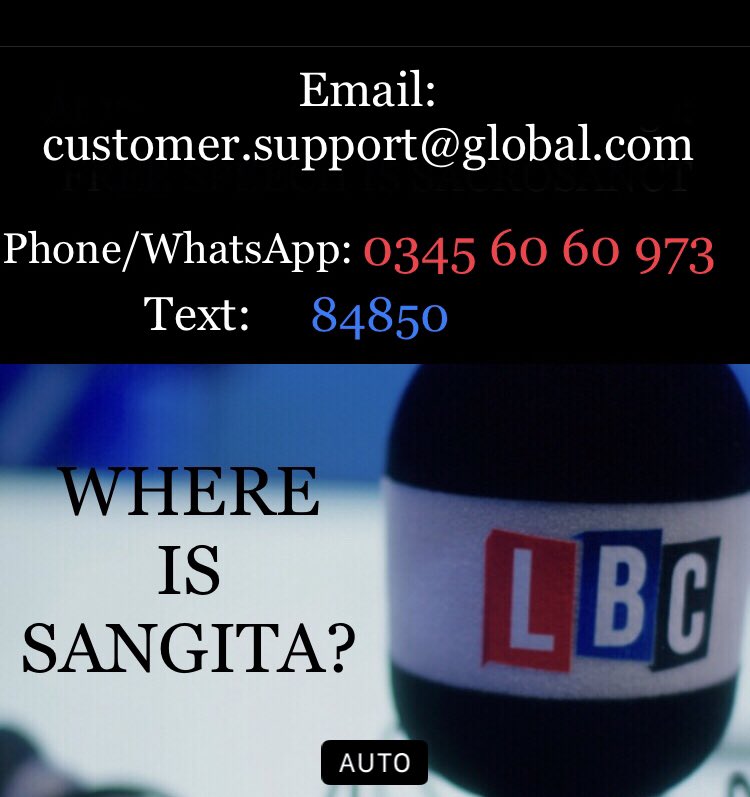 #FriendsOfSangita Let’s keep up the pressure on @LBC this week and work towards a boycott of Sangita’s show slot next weekend. You know what to do!
