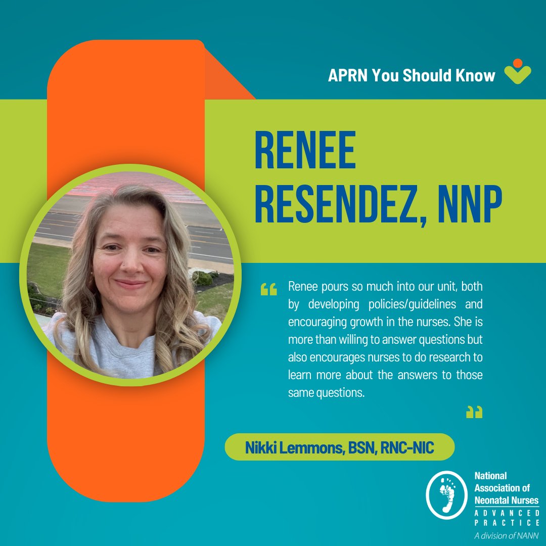 Please join us in congratulating Renee Resendez (NNP), an ‘APRN You Should Know’! Renee has been recognized as a leader in her hospital’s small baby task force & is instrumental in improving the care of these babies. Thank you, Renee, for all you do!