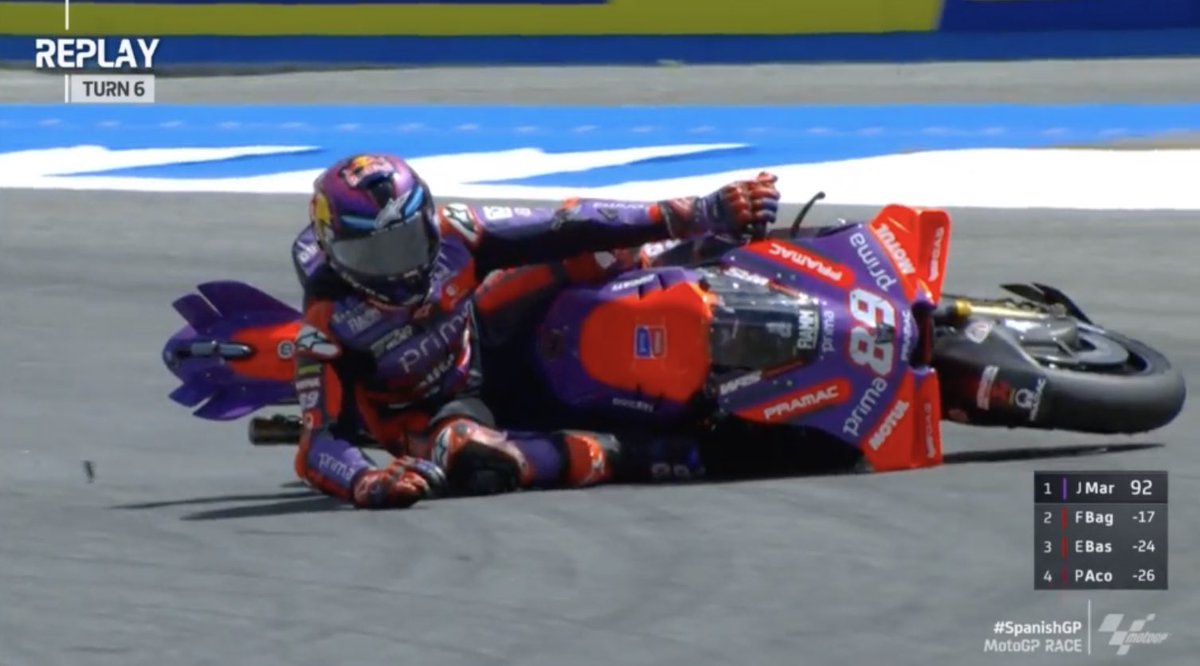 MARTIN CRASHES OUT OF THE LEAD! 🤯 Rider is ok ✅ #MotoGP #SpanishGP