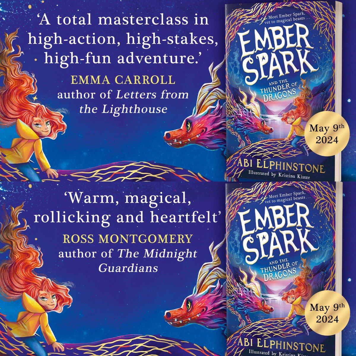 Two of my favourite children’s authors - @emcarrollauthor and @mossmontmomery - have said some very lovely things about EMBER SPARK 💚🐉💚 Emma’s new book, THE HOUDINI INHERITANCE, comes out this summer, as does Ross’ REBEL. Both are excellent.
