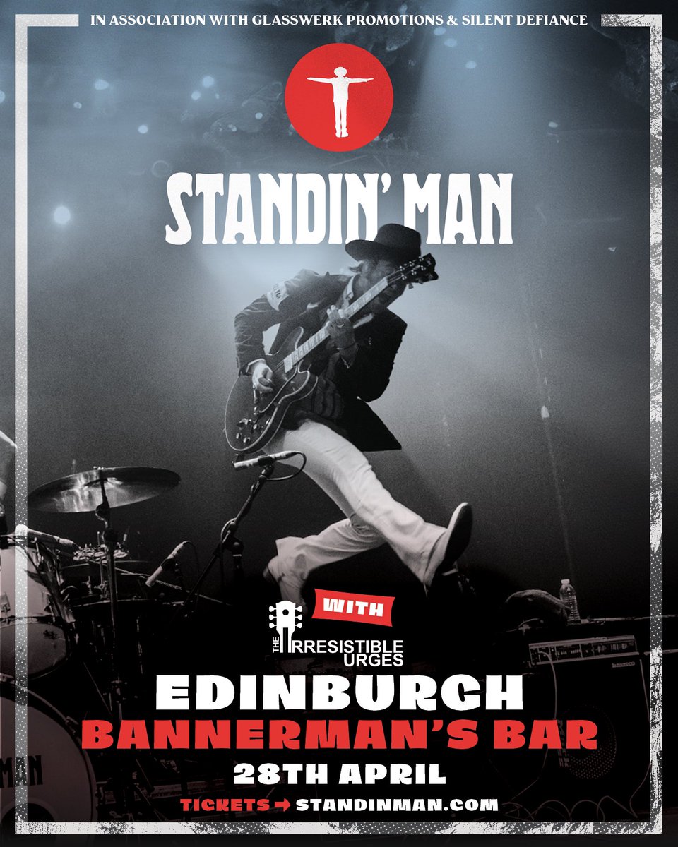 Poster design for @standin_man performing tonight at the @BannermansBar with @urges_the 🎸🔥 🎨 DM me for design: @robmeyersdesign 📸 @Blackhamimages
