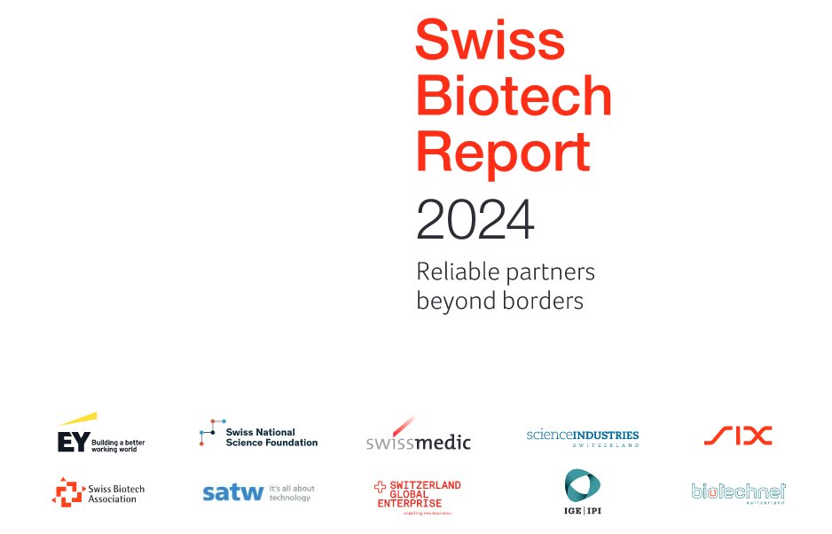 The Swiss Biotech Report 2024 is now online. This year's theme is 'Reliable partners beyond borders'. Thank you to all our partners for this collective effort. swissbiotech.org/report/ @EYnews @snsf_ch @Swissmedic_ @swiss_science @sixgroup @SATW_ch @SGE @ige_ipi @biotechnet