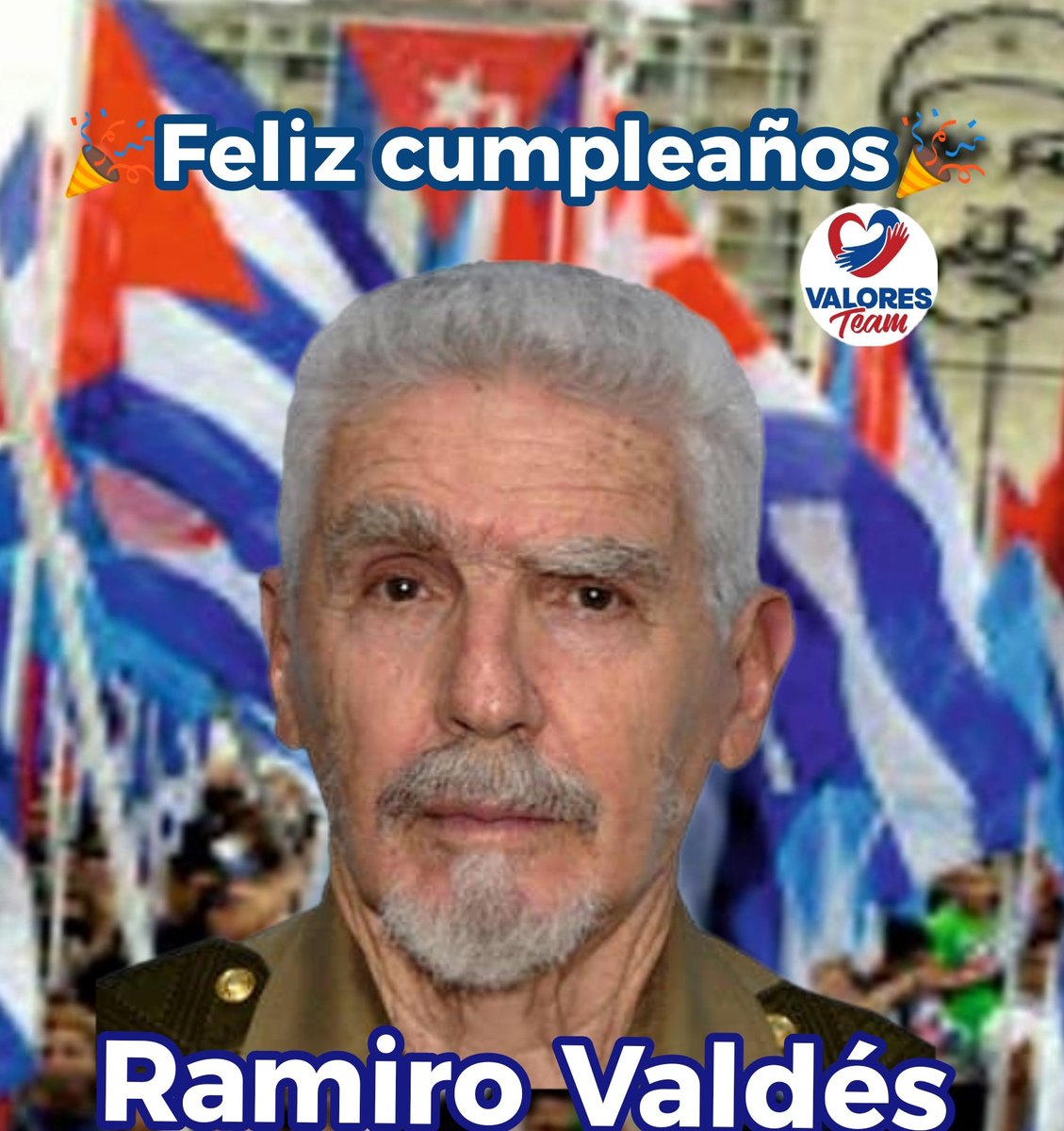 🗣 Este #DomingoEnFamilia 👨‍👩‍👧‍👧 felicitamos al Comandante Ramiro Valdés.
✨Lo distingue su valentía y su inquebrantable compromiso con la Revolución.
💪Su espíritu revolucionario inspira a 👩👨🇨🇺, su sabiduría y liderazgo continúa guiando a #Cuba 🇨🇺.
#ValoresTeam🕊️
@ValdesMenendez