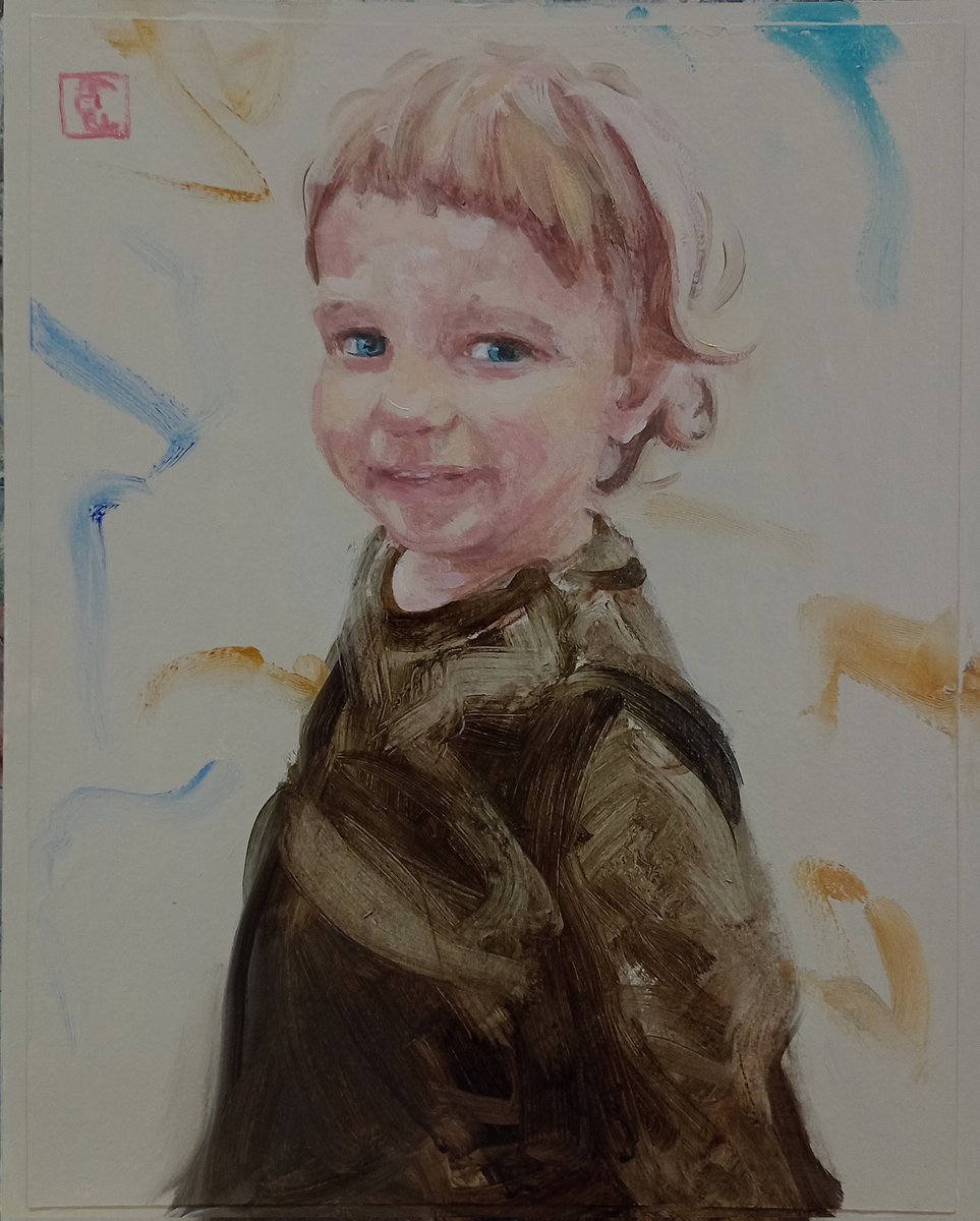 'Girl with a new fringe' oil on recycled Amazon cardboard envelope, 243 x 304mm
#portrait #portraitpainting #contemporaryart #contemporarybritishpainting #oilpainting #lowbrowart