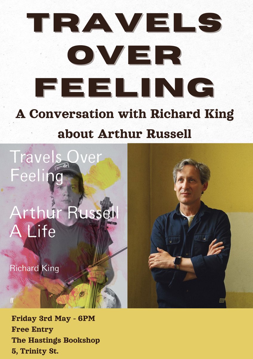 Nice to see Richard King’s sumptuously illuminating @FaberBooks #arthurrussell assemblage in such appropriate company in the window of @hastingsbooks and looking forward to talking to Richard about the book on the opening date of his world promo tour there on Friday at 6pm