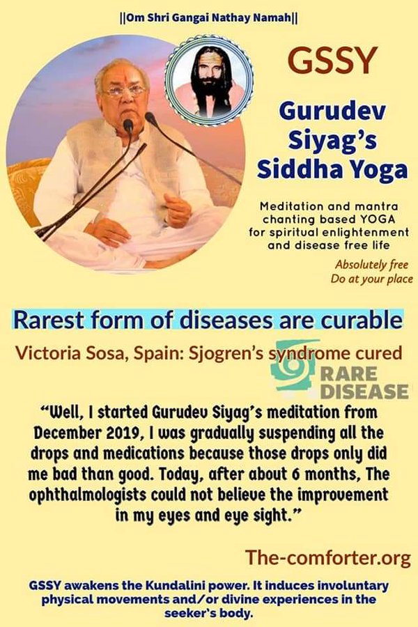 #ThirdProphetGuruSiyag Whatever the condition & whichever organ or system is affected, is well known of the Cosmic Mother awakened in Gurudev Siyag's Siddhayoga. All diseases can be cured with regular practice
