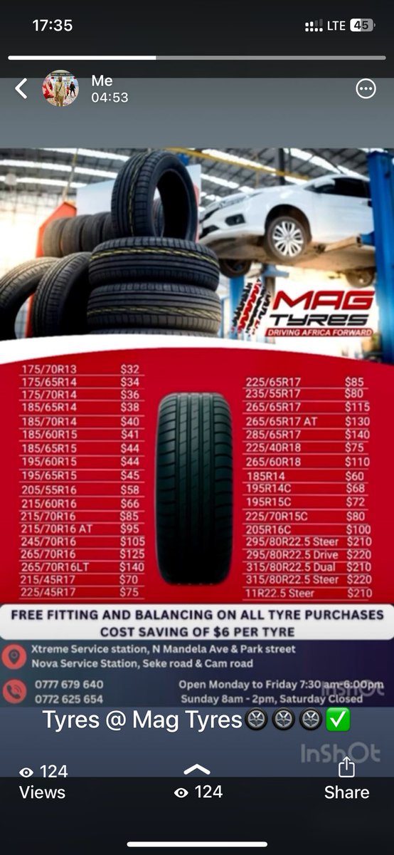 @redmarketsunday @iMisred Tyres @ Mag Tyres in Harare