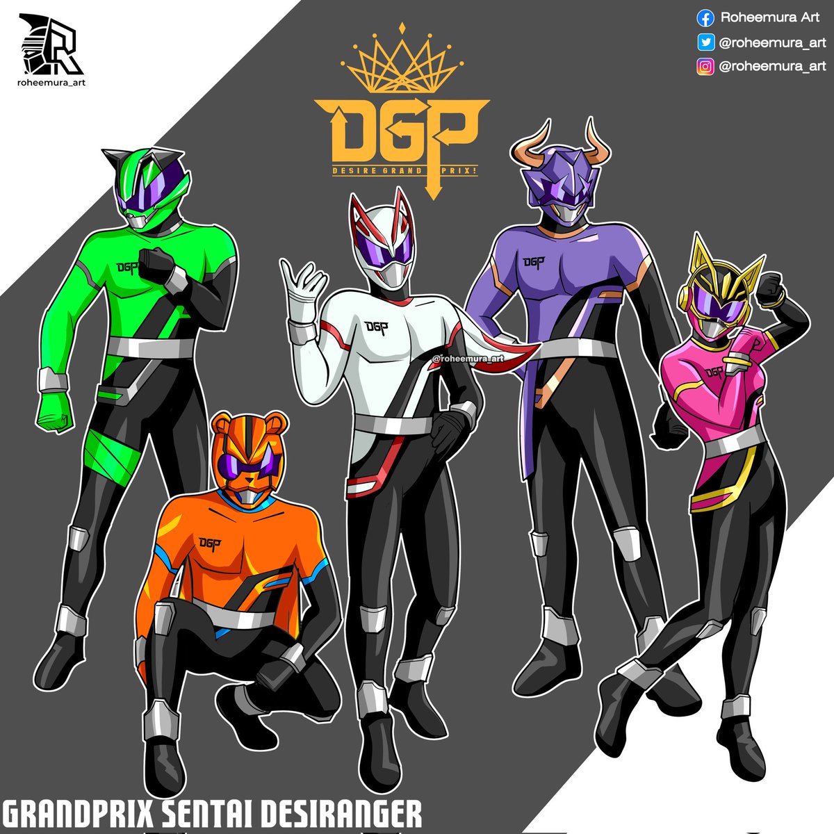 Got this in my mind but never got time to draw it. Finally got time to quickly draw this lol
Grandprix Sentai Desiranger.. Based on DGP Rider from Kamen Rider Geats... 

#KamenRiderGeats