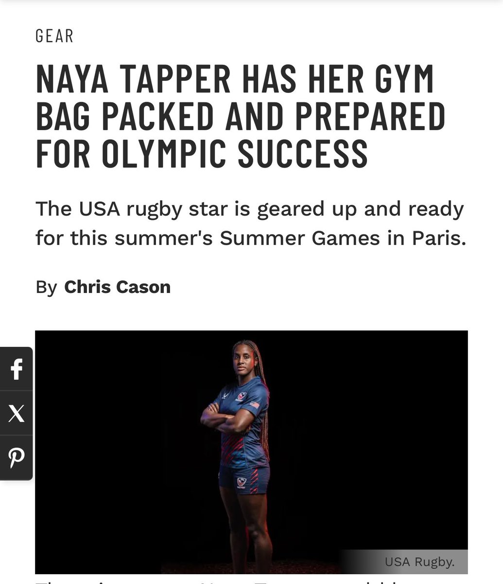 NAYA TAPPER HAS HER GYM BAG PACKED AND PREPARED FOR OLYMPIC SUCCESS The USA rugby star is geared up and ready for this summer's Summer Games in Paris. By Chris Cason Read Article: muscleandfitness.com @Nayatapper #athlete #athletenews #athleteprofile #fitnessgear #gear…