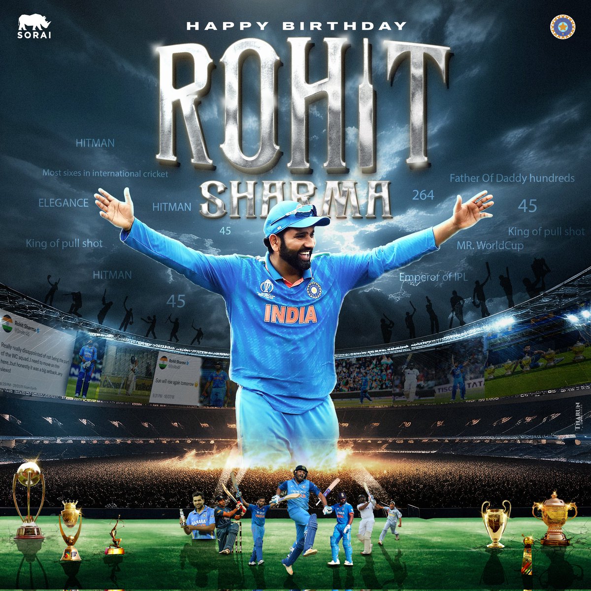 Here it is the Most Elegant, Versatile, Beast Rohit Sharma's 37th birthday CDP 💙 @ImRo45 #RohitSharma #RohitBirthdayCDP