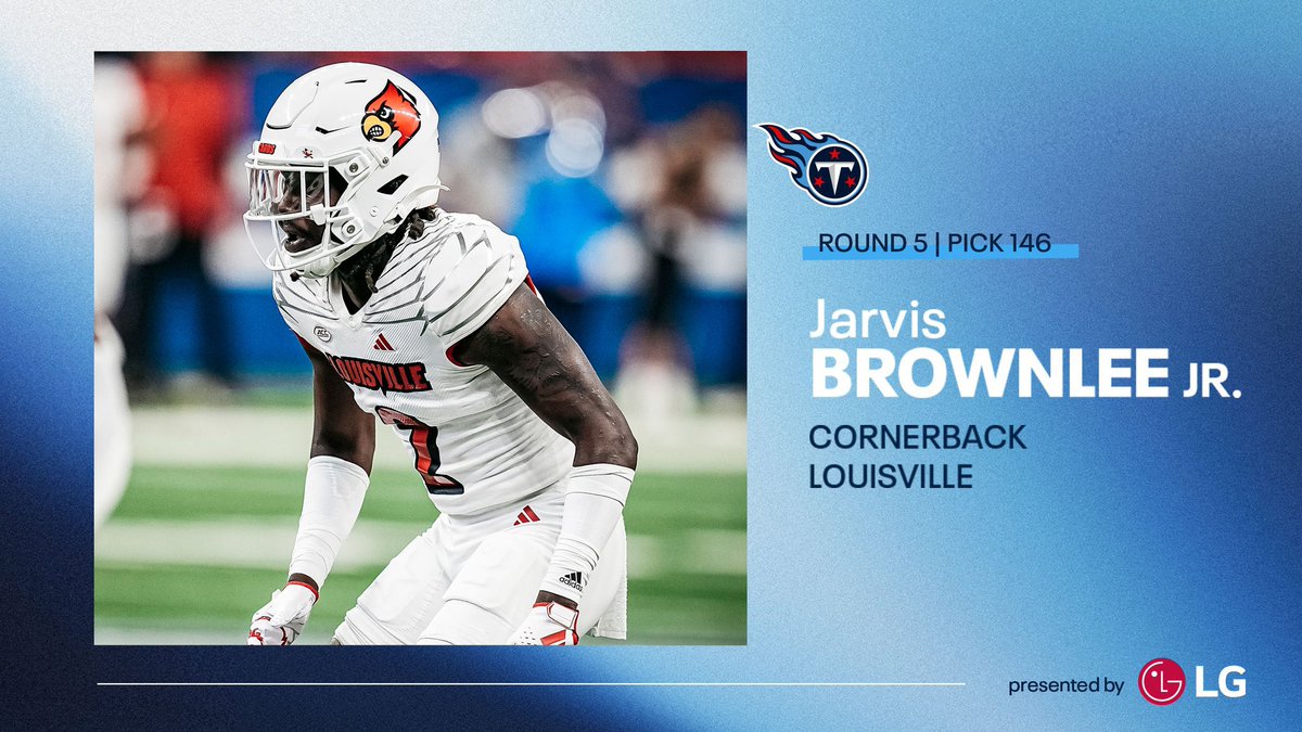 The @Titans picked @LouisvilleFB CB @JarvisBrownlee3 in the fifth round of the #NFLDraft. He'll arrive in the NFL with something to prove. 'I am ready to put the work in and show the world what Jarvis Brownlee is made of.' STORY bit.ly/4aZHlgg