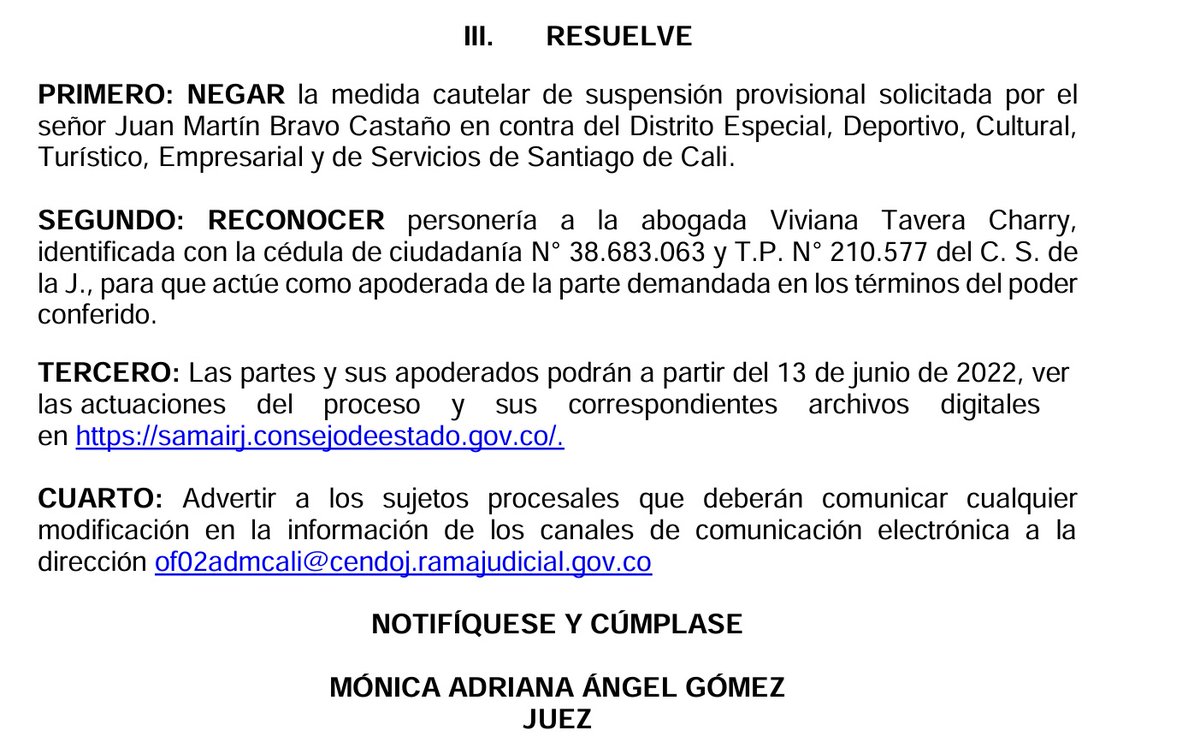 Sus argumentos como la acción popular impulsada desde 2022, solo son aseveraciones que carecen de pruebas, ya lo explicó la juez en el Auto514 y se demuestra nuevamente ahora el Auto152: Sí se cumplió con la norma, el POT, las licencias y permisos ambientales No falte a la verdad