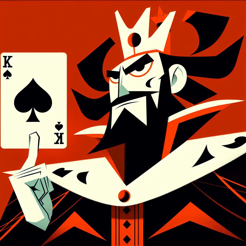 ♠️𝘼𝙄 𝘼𝙍𝙏 𝘾𝙃𝘼𝙇𝙇𝙀𝙉𝙂𝙀♠️

'𝙆𝙞𝙣𝙜 𝙤𝙛 𝙎𝙥𝙖𝙙𝙚𝙨'

Monarchs of wit and risk, they wager their crowns on the turn of a card.

'What is life if not a gamble?' - F.E Higgins.🃏♣️

Enthrill yourself with noble creativity and tag a fellow gambler.