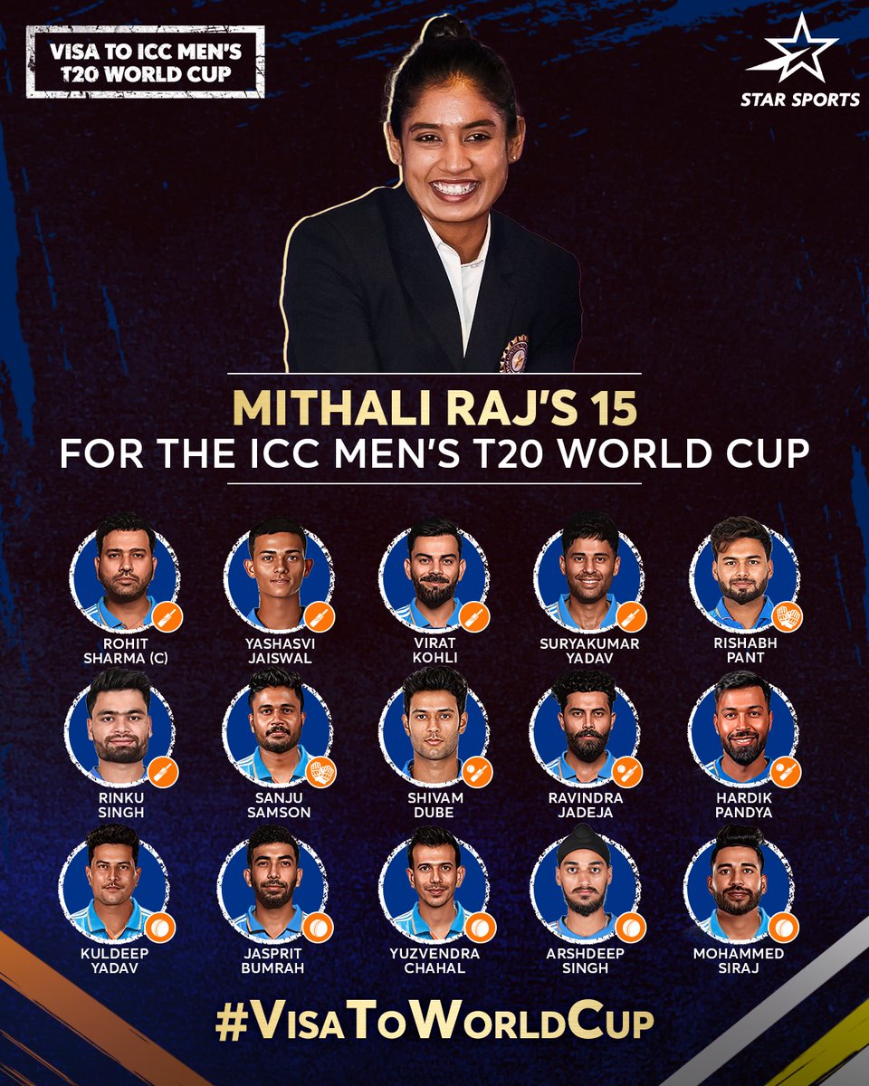 Mithali raj's top 15 for #ICCT20WorldCup 

#TATAIPL #GTvRCB #RCBvsGT 
#T20WorldCup24 #ICC #BCCI 
#kingkohli #sky #Skyシナモンコラボ