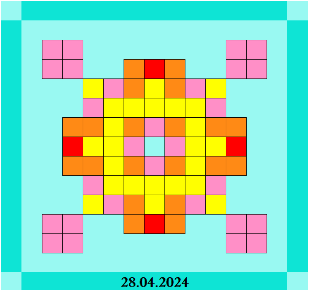 Four color symmetric pattern for 28.04.2024
