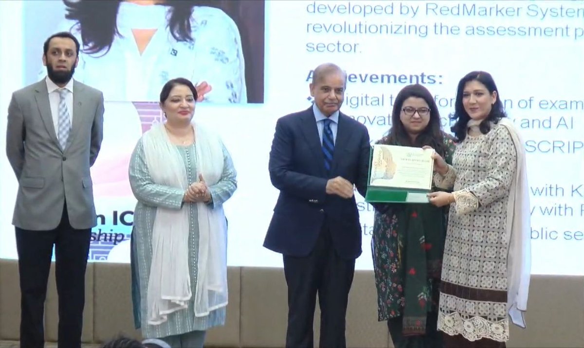 We're thrilled to announce that our Founder and CEO, Gull Zeba, was honored at the Girls in ICT Day ceremony in Islamabad! Prime Minister Muhammad Shehbaz Sharif addressed the event, celebrating the achievements of women and girls in IT.

#GirlsInICT #WomenInTech #RedMarkerSystem