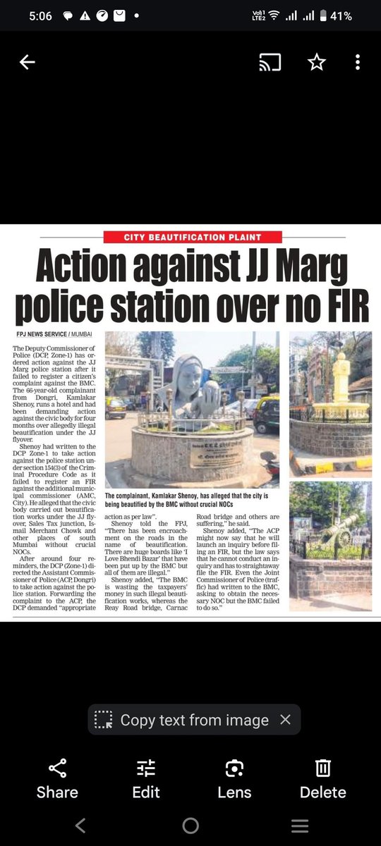 DCP zone 1, Mumbai has directed ACP DONGRI U/s 154(3) CRPC to take action as per law which means register FIR against Addl MC-DMC on my complaint against encrochment/obstructions on road by top officers of @mybmc. @CPMumbaiPolice @DGPMaharashtra @MTPHereToHelp @milinddeora