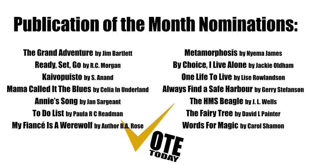 Celebrate talented writers! 

Congrats to all April’s nominated literary pieces for Publication of the Month! 🎉 

Registered voters can #vote at spillwords.com/vote/ 

Join the #SpillWords community and be part of #TrendingNow! ✨