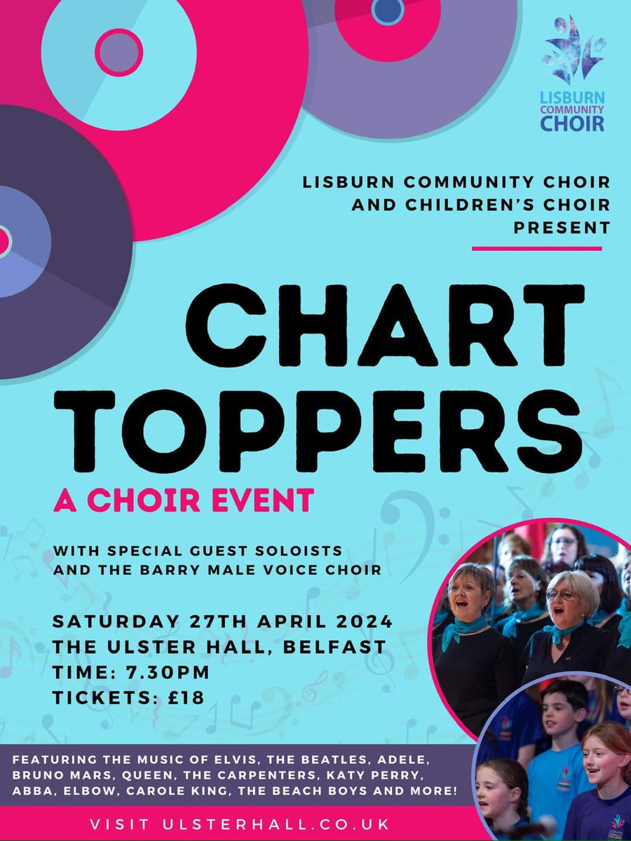 🎤💜 LISBURN COMMUNITY CHOIRS at Ulster Hall! 🎶🩵 Fantastic night at Lisburn Community & Children’s Choirs 'Chart Toppers' concert! 👏, joined by the brilliant Barry Male Voice Choir and soloists Aideen Fox & Mark Leeman. Huge crowd too! Well done Tim, Sharon and team 👏