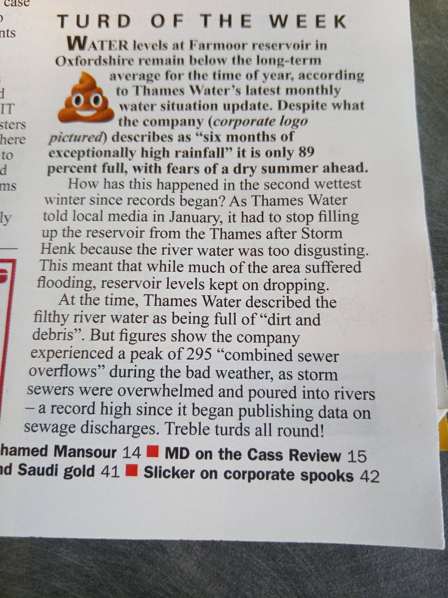 From the current @PrivateEyeNews 

@thameswater excelling themselves again 
#Renationalise

@Feargal_Sharkey @ARKennet @SOSWhitstable