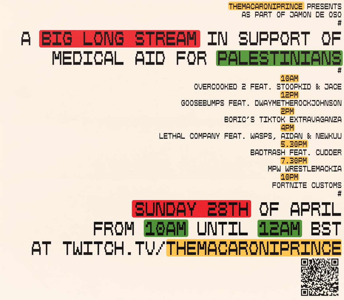 Raising money for @MedicalAidPal right now on stream.