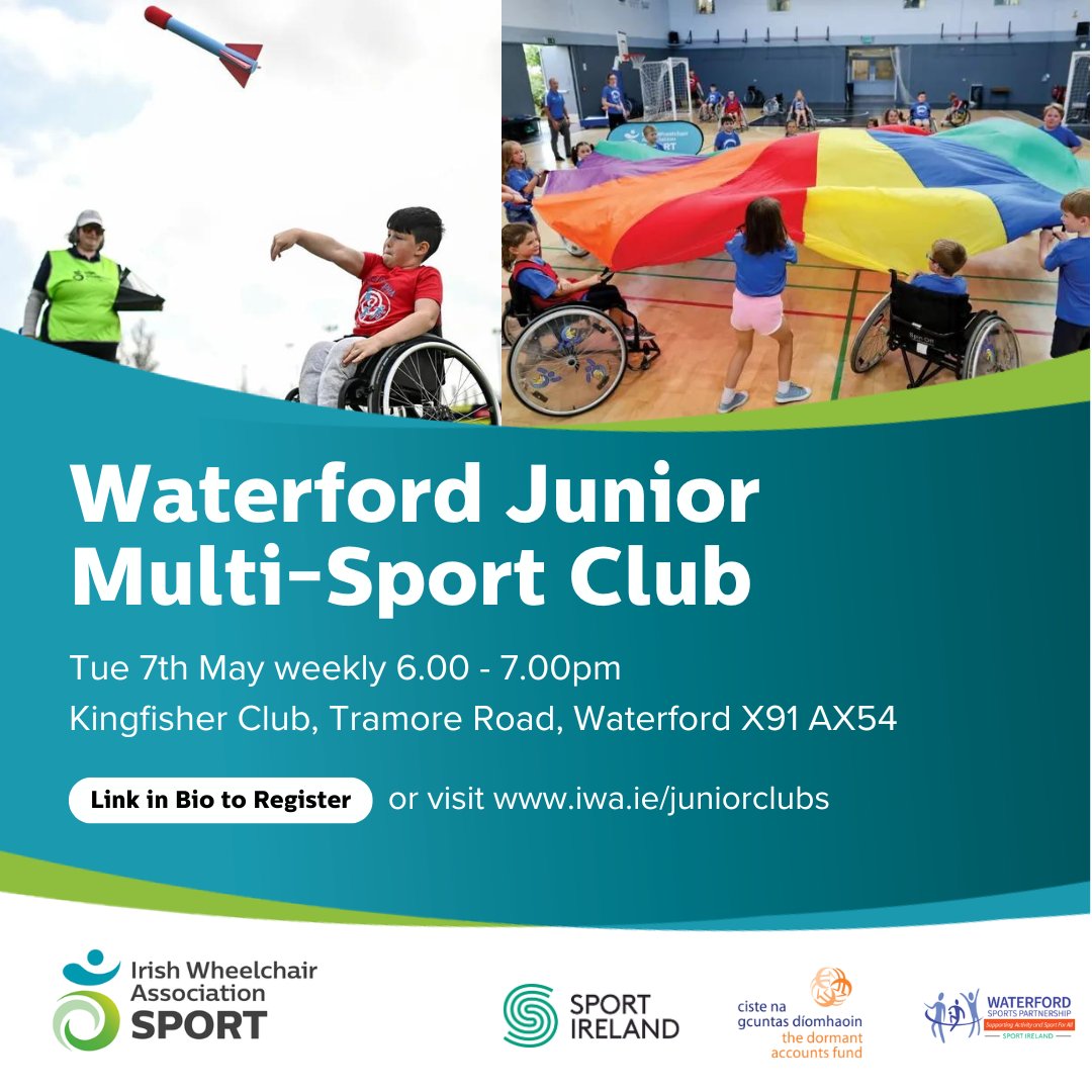 Just over a week away, alongside @WaterfordLSP, until we launch the Waterford Junior Multi-Sport Club! Learn more about this exciting new club and register your child today! bit.ly/4aRU3NW @sportireland @ParalympicsIRE