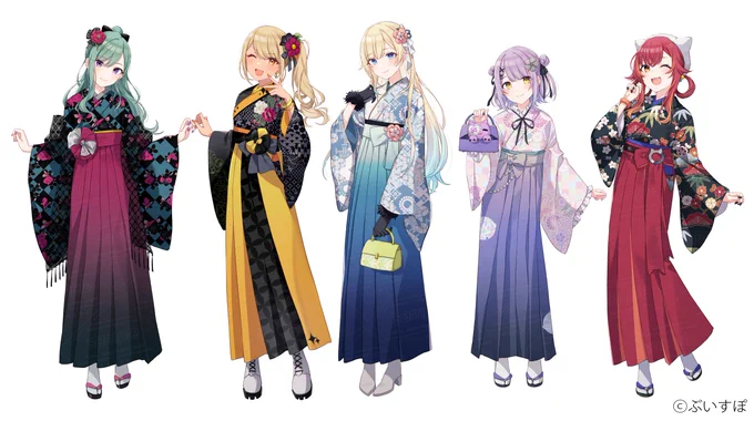 ぶいすぽっ!謹賀新年2024で描かせていただいた全員分の立ち絵イラストです 