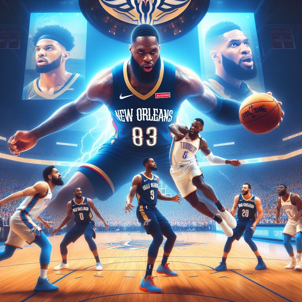 😲 #NewOrleansPelicans vs. #OklahomaCityThunder:
The Pelicans and the Thunder battled it out in Game 3. The Thunder scored 106 points, surpassing the Pelicans’ 85 points. #NOPvsOKC #NBAPlayoffs