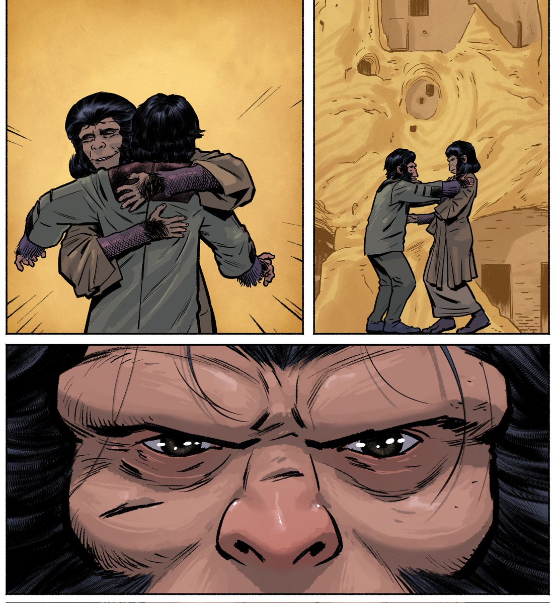 Some panels from BEWARE THE PLANET OF THE APES #4 Script @mguggenheim Ink @BakadoriSan Colors @iacono_mattia @Marvel #marvel #planetofape #bewaretheplanetofape #colors #mattiaiacono