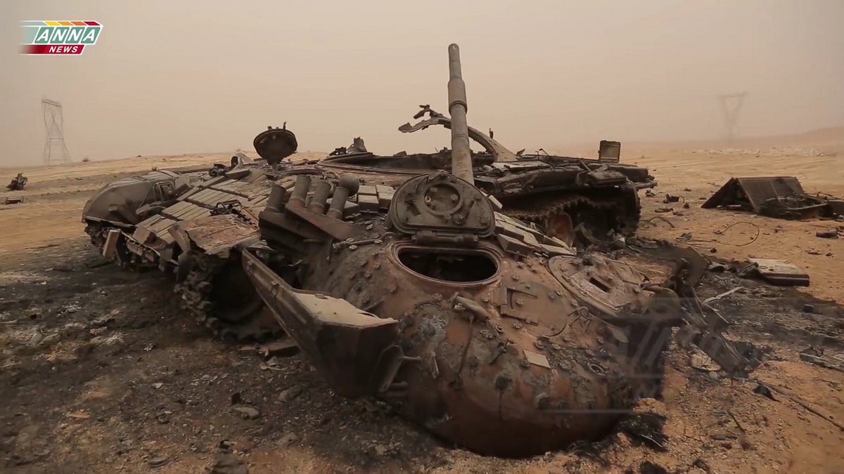 T-72B operated by Wagner PMC destroyed during the 2017 Abu Kamal offensive, October 2017, Eastern Syria.