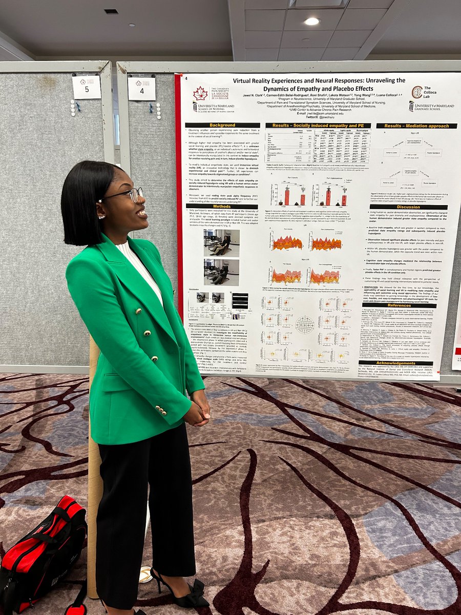 TODAY’S THE DAY! Watch me ✨soft launch✨ my comedy career during the poster pitch, talk nocebo effects during the 1st concurrent session, and nerd out about empathy, VR and placebo effects at Poster 4! 👾 #phdchat #AcademicTwitter #blackinneuro 🧠 #CanadianPain24