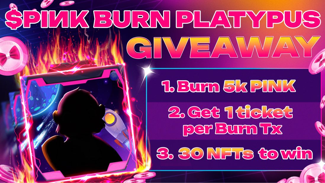 Burn baby burn! 🔥 We've reserved 30 Platypus NFTs, for the most degen #Pinksters 1. Send 5K $PINK to the Burner address: ➡️0x000000000000000000000000000000000000dead 2. Each 5K $PINK transaction gets you one entry. Burn as many times as you want to increase your chances! 🏆